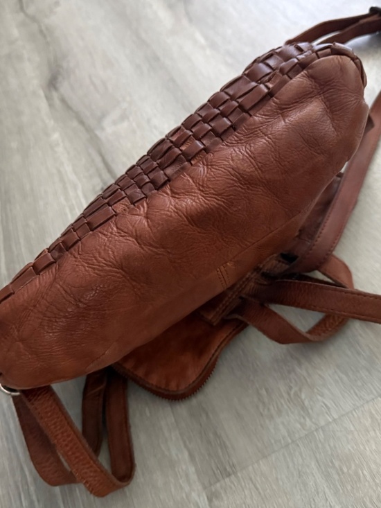 Vilenca Holland Anthropologie Leather Woven Cognac Bag/BackPack Travel main image 8